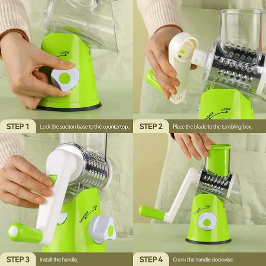 3-in-1 Manual Drum Vegetable Cutter & Slicer