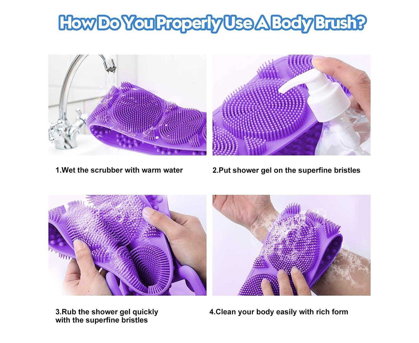 Silicone Back Scrub Bath Shower Pair of 2