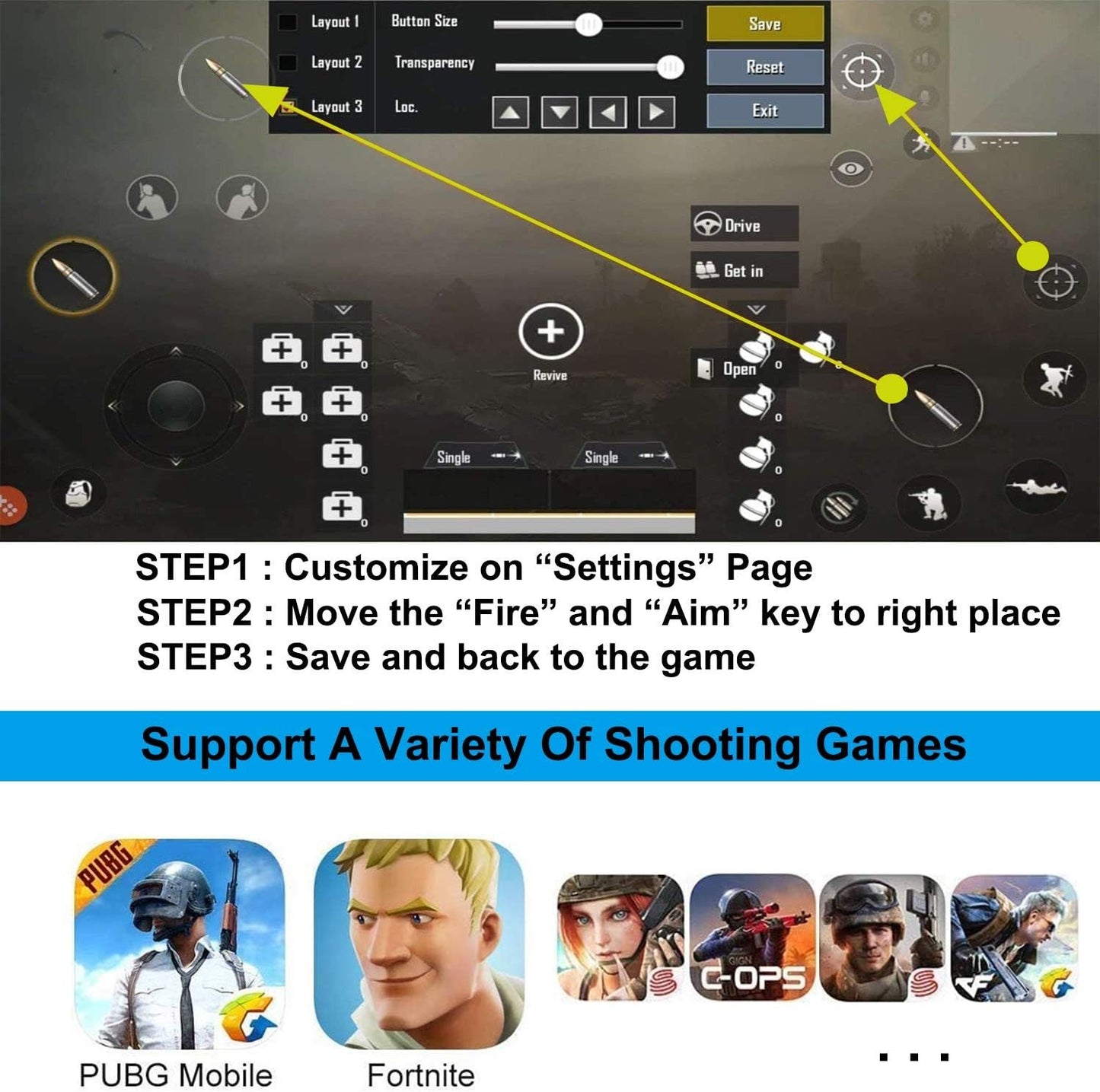PUBG Trigger Mobile Game Controlle