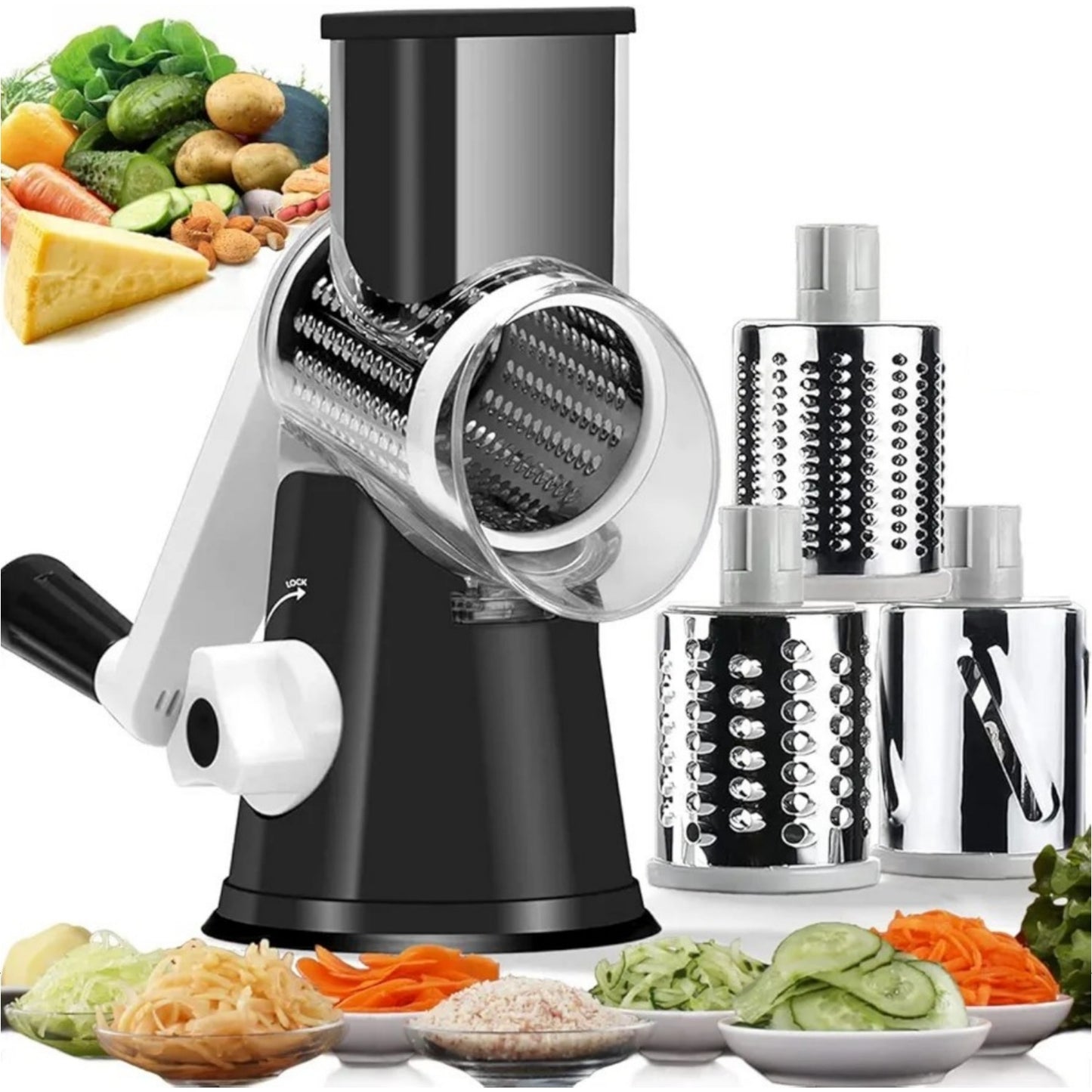 3-in-1 Manual Drum Vegetable Cutter & Slicer