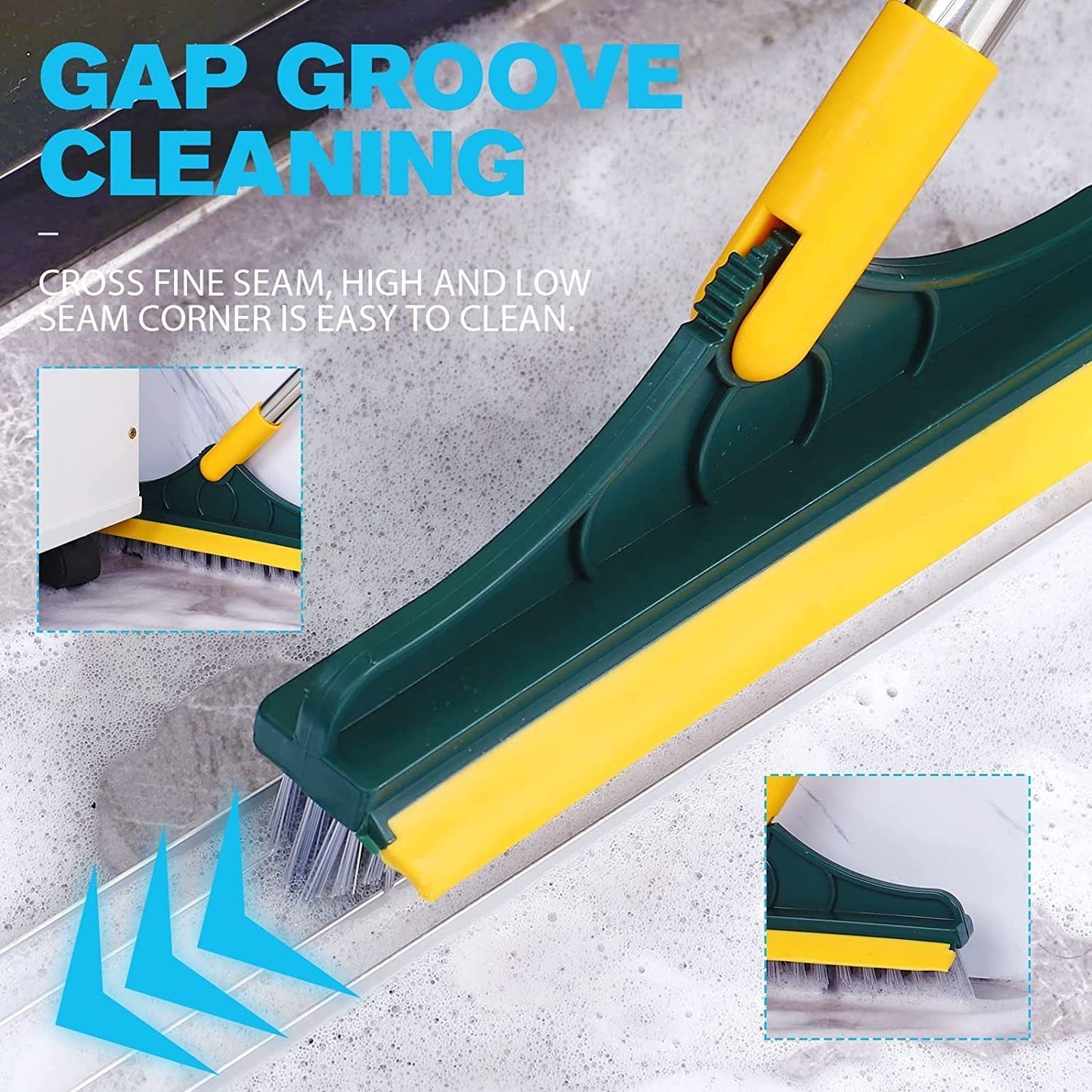 V-Shaped Floor Scrub Brush with Long Handle
