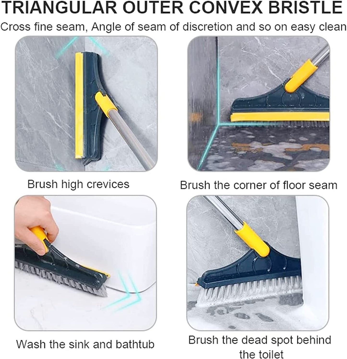V-Shaped Floor Scrub Brush with Long Handle